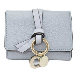Chloe Double Hook Tri Fold Wallet Leather Blue